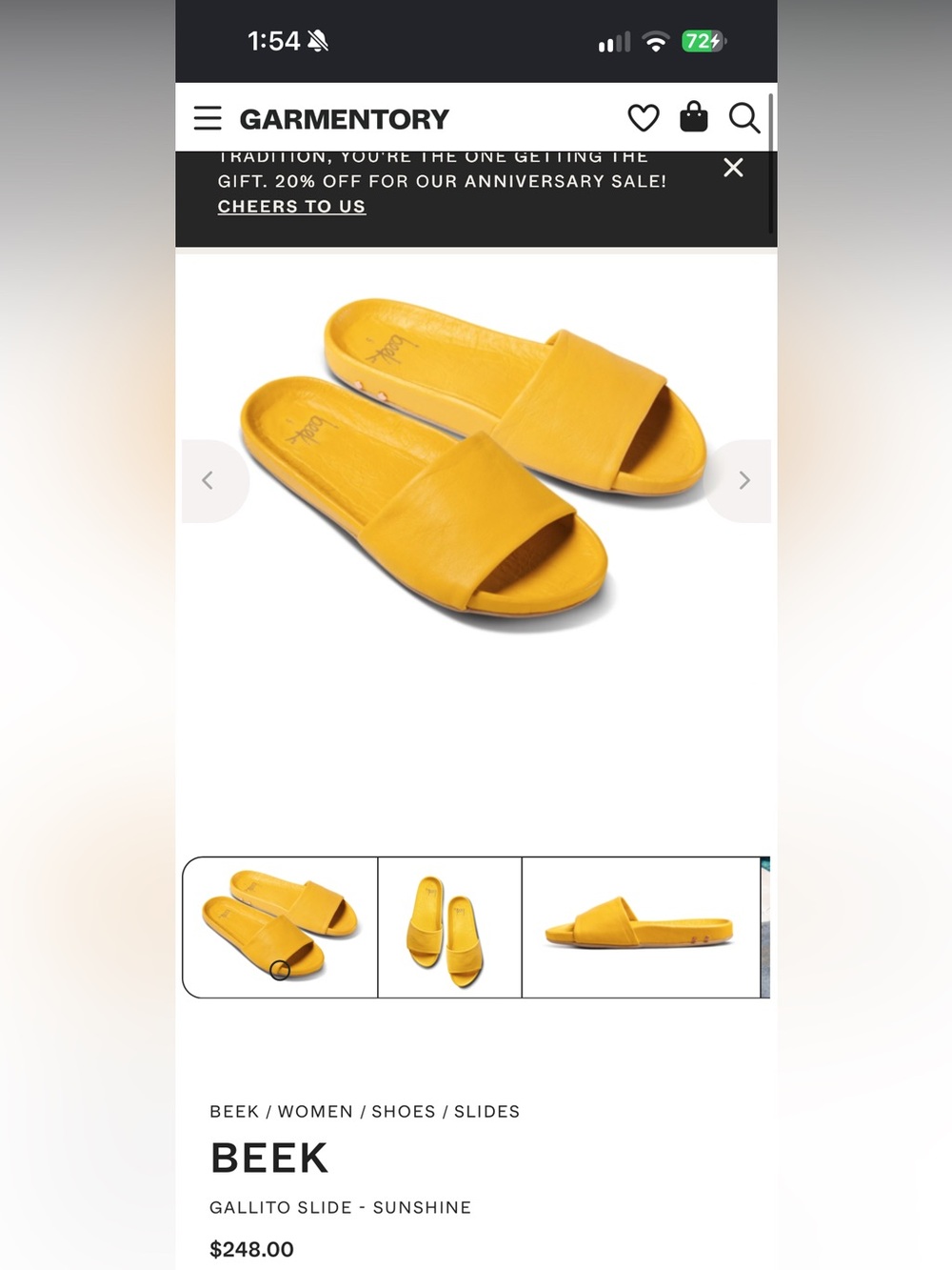 beek Sunshine Yellow Gallito Slide Sandals